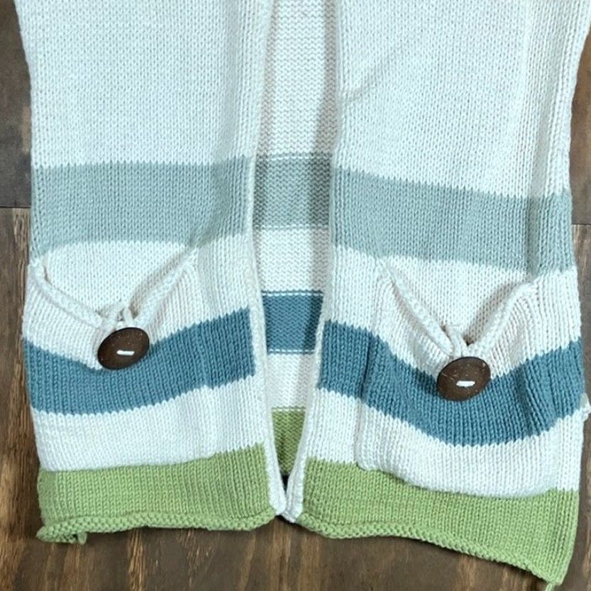 Vintage PURE HANDKNIT Womens White Hooded Sleeveless Vest Chunky Knit 100% Cotton XS/S Vest Women Winter Fall Spring Casual Knits with Pockets Womens Size XS / US 0-2 / IT 36-38 - 3 Thumbnail