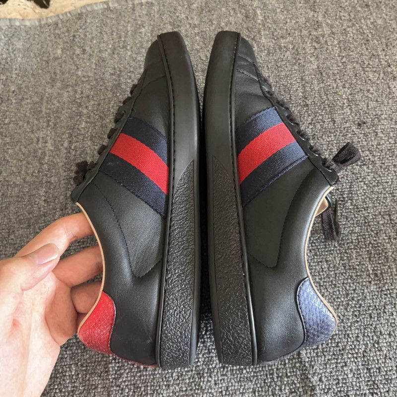 Gucci Gucci Ace Black Sneakers with Bee Embroidery Size US 7.5 / EU 40-41 - 8 Thumbnail