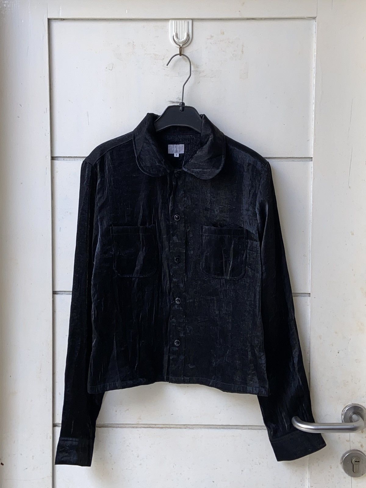 image of Yohji Yamamoto Ined Black Shirt, Men's (Size Small)