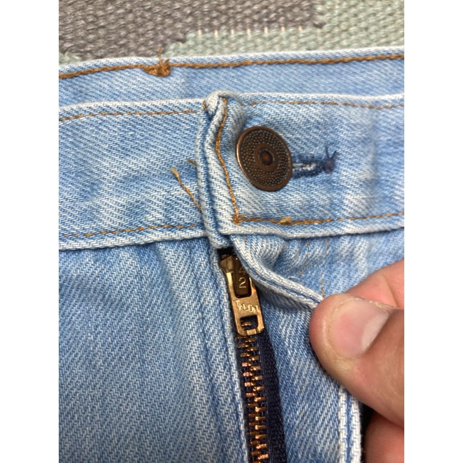 Denime VINTAGE 70s denim blue jeans bootcut flare faded light wash hippie 31x33 Mens Jeans Bootcut Hippie 70s Light Wash Blue Denim Size US 31 - 5 Thumbnail