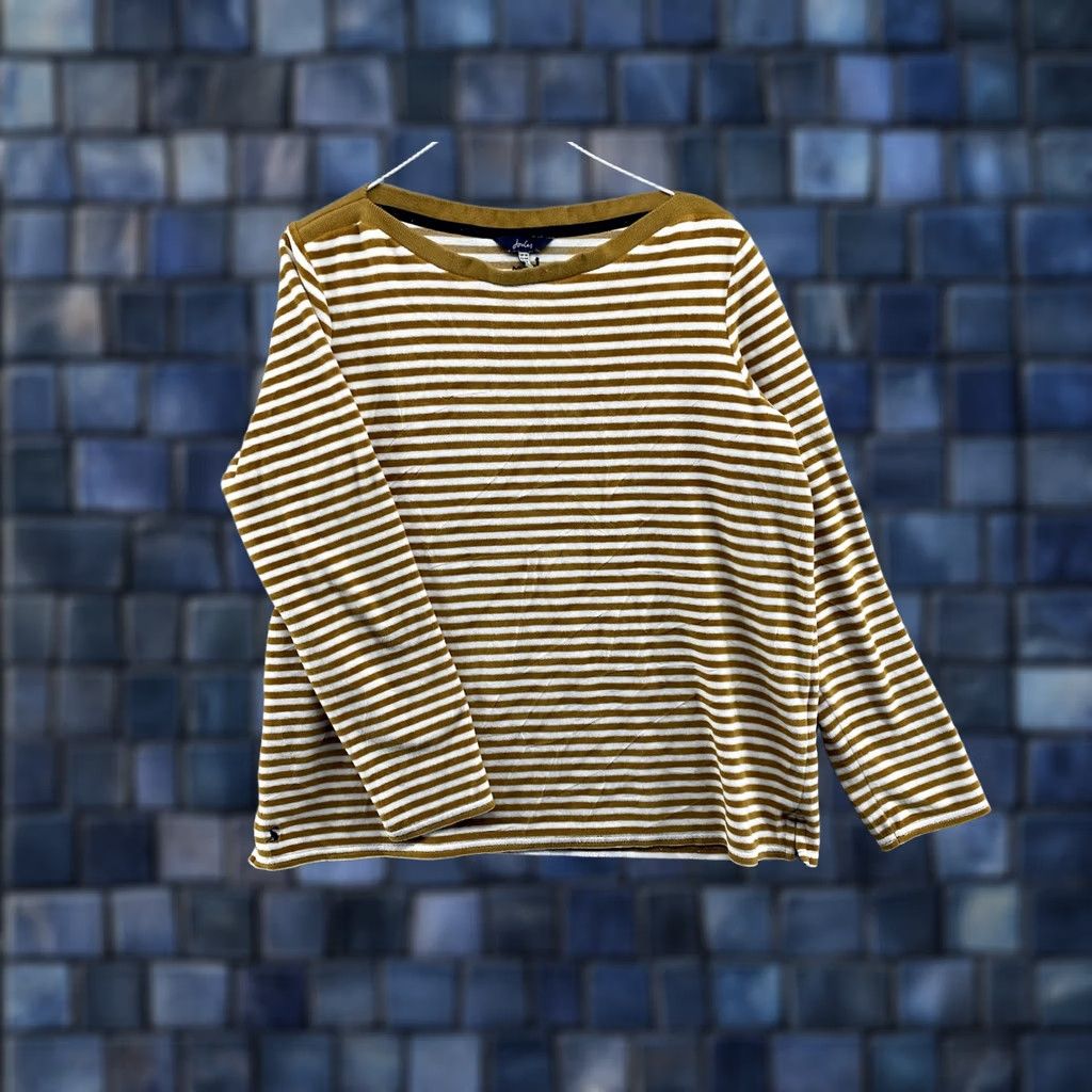 Vintage Joules Esme Gold Striped Velour Velvet Sweatshirt Womens Size 12 Size XL / US 12-14 / IT 48-50 - 1 Thumbnail