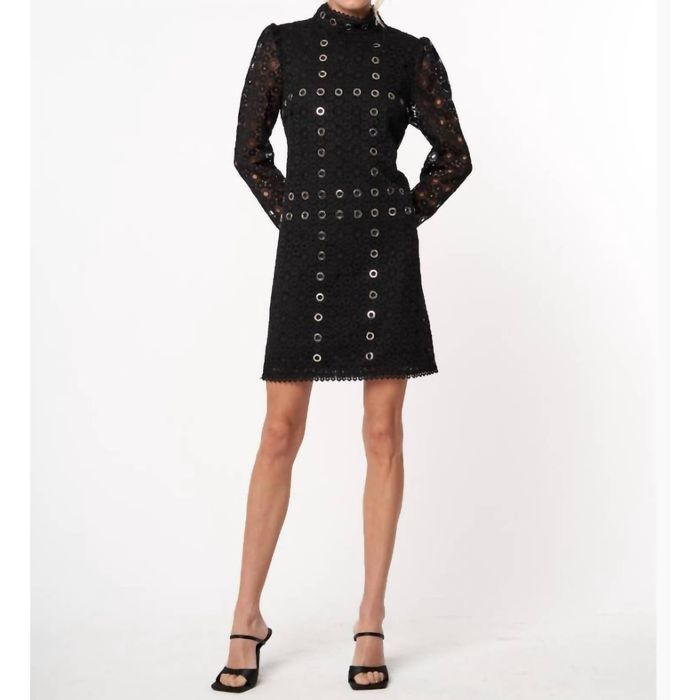 CIEBON GREEN WITH ENVY EMBROIDERED MINI DRESS