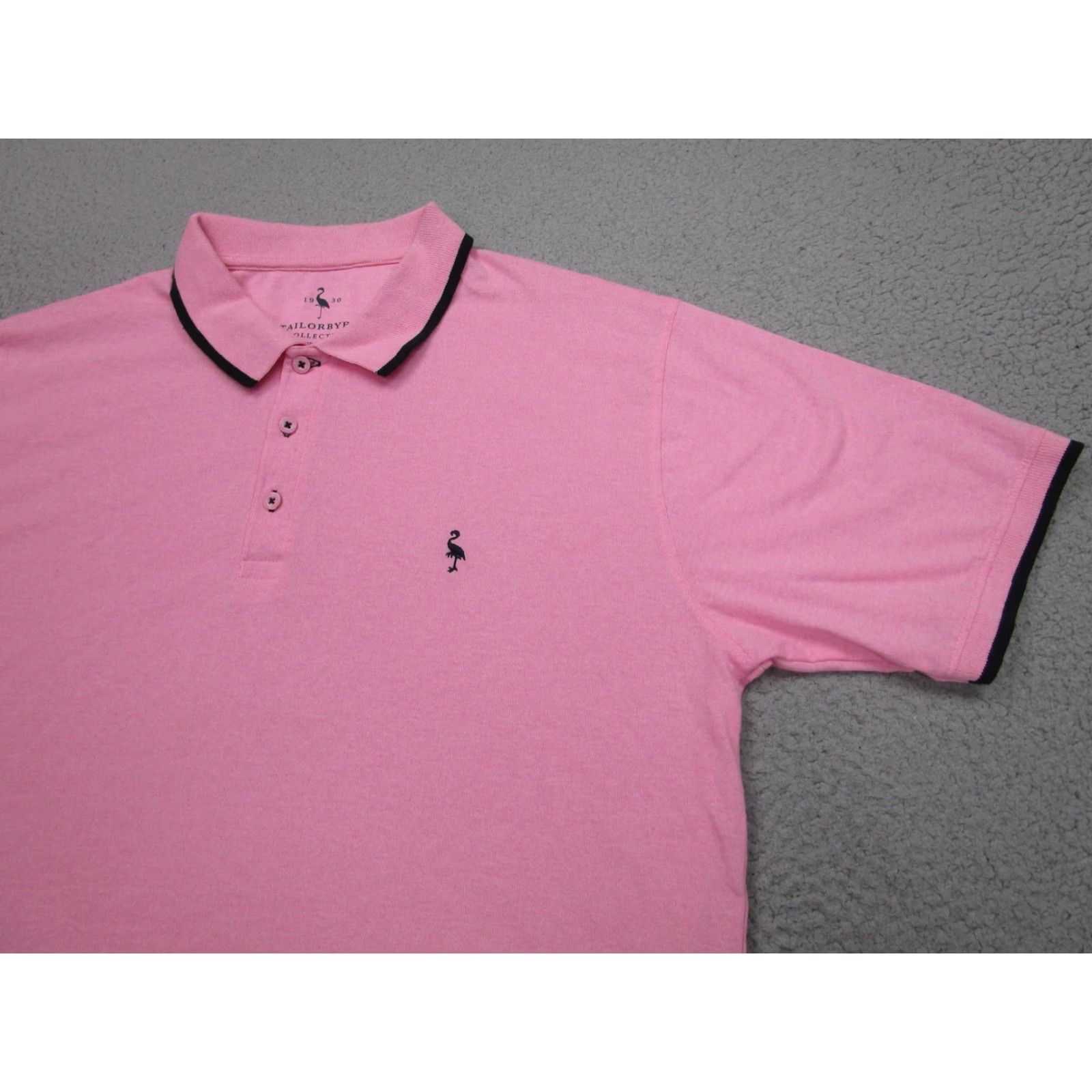 Tailorbyrd TailorByrd Polo Shirt Mens 2XL Pink Flamingo Logo Contrast Trim Tagless Casual Shirt Size US XXL / EU 58 / 5 - 2 Thumbnail