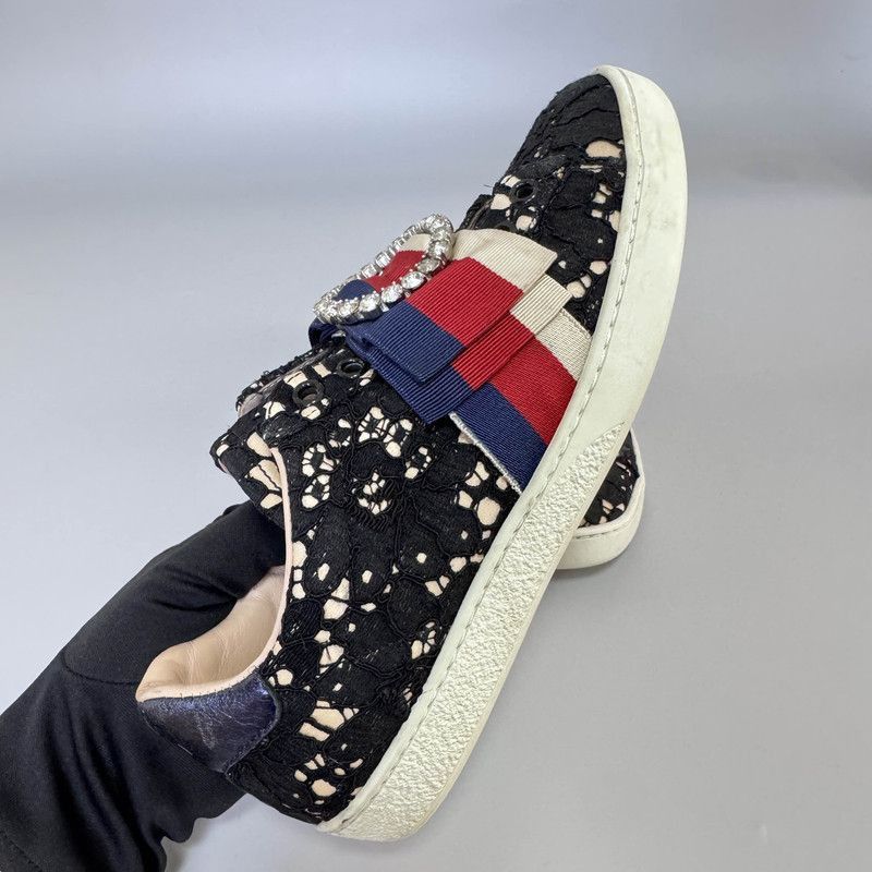 Gucci Gucci Lace-Trimmed Ace Low-Top Fashion Sneakers -2508 Size US 5 / IT 35 - 5 Thumbnail