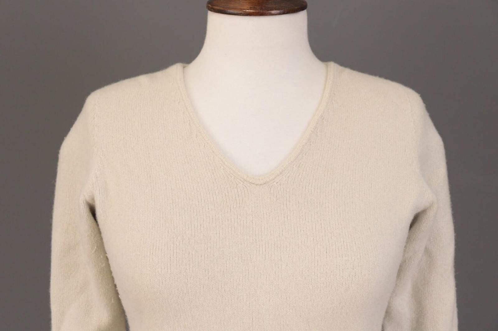 Designer Le Tricot Perugia Beige Wool Silk Knit Sweater Size M Size M / US 6-8 / IT 42-44 - 2 Thumbnail