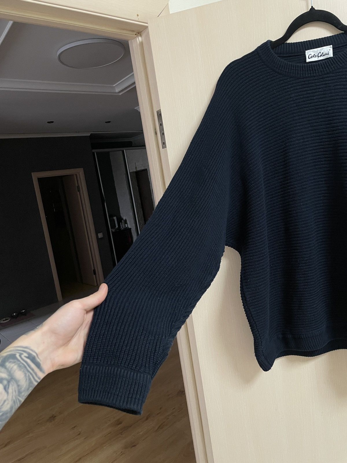 Carlo Colucci Vintage 90s Carlo Colucci Navy Blue Cotton Sweater Size XL Size US XL / EU 56 / 4 - 9 Thumbnail