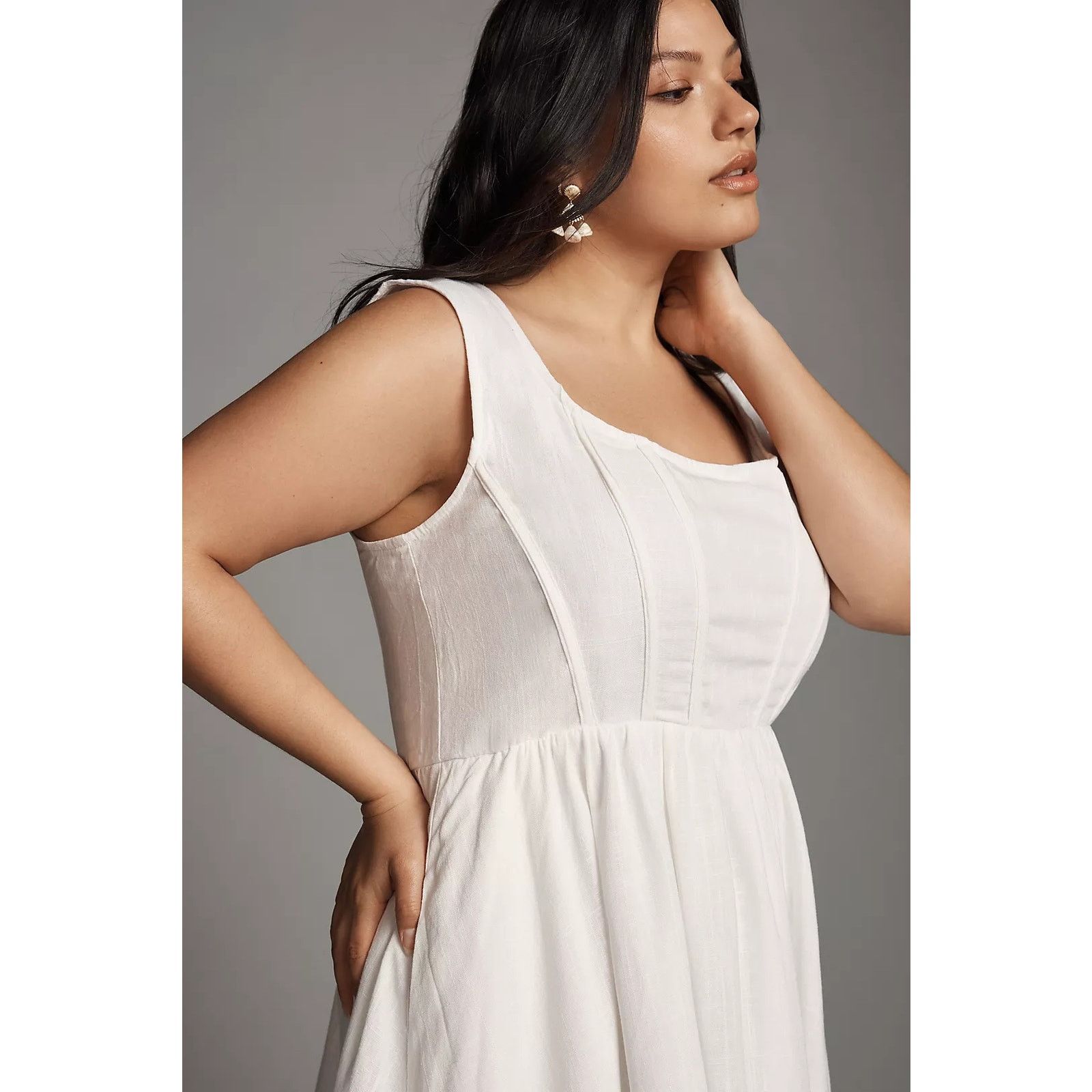 Anthropologie NWT Aureta Fit & Flare Corset Mini Dress $198 MEDIUM White Size M / US 6-8 / IT 42-44 - 6 Thumbnail