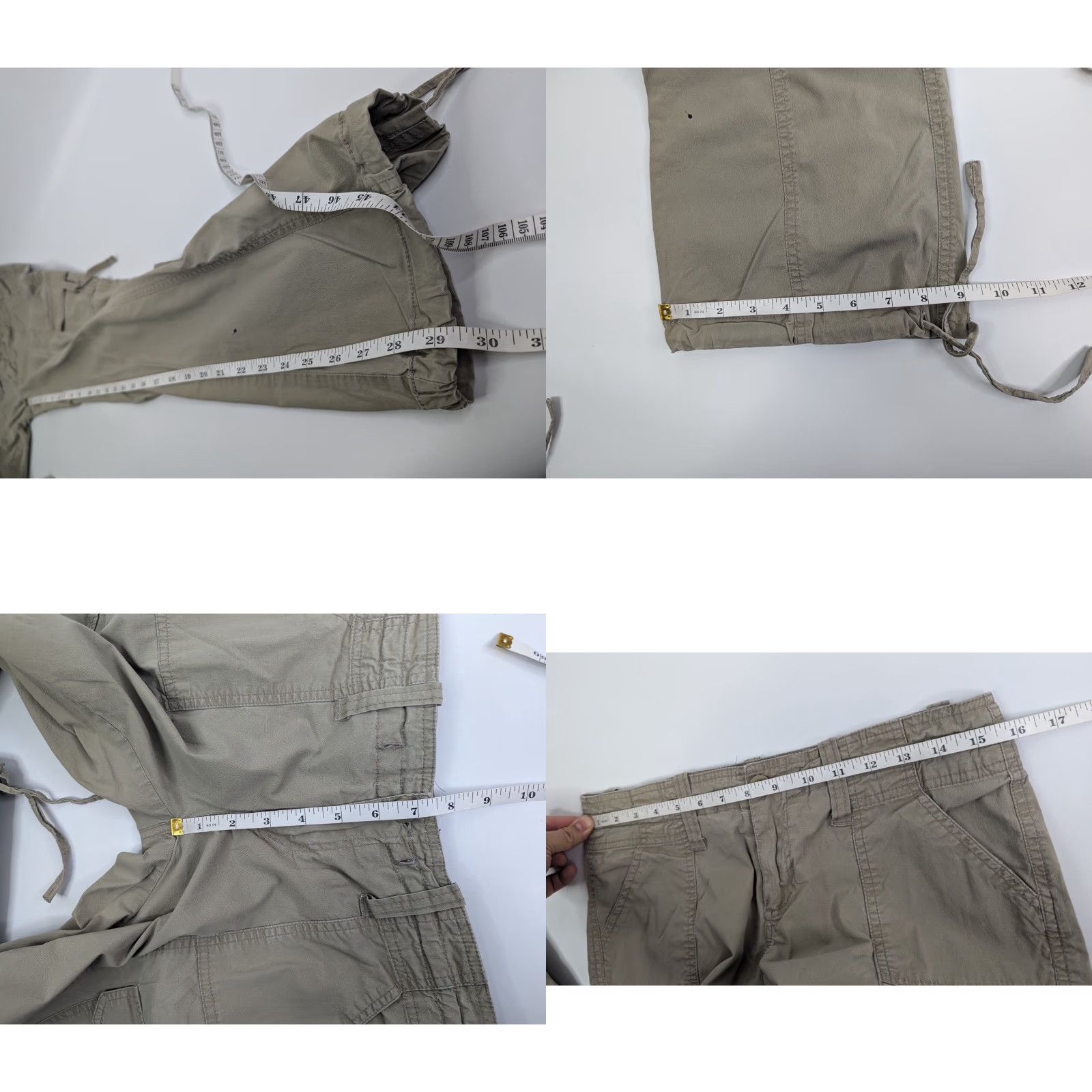 Anchor Blue Anchor Blue Khaki Beige Low Rise Cargo Tie Hem Women's Size 7 Cotton 90s Y2K Size ONE SIZE - 8 Thumbnail