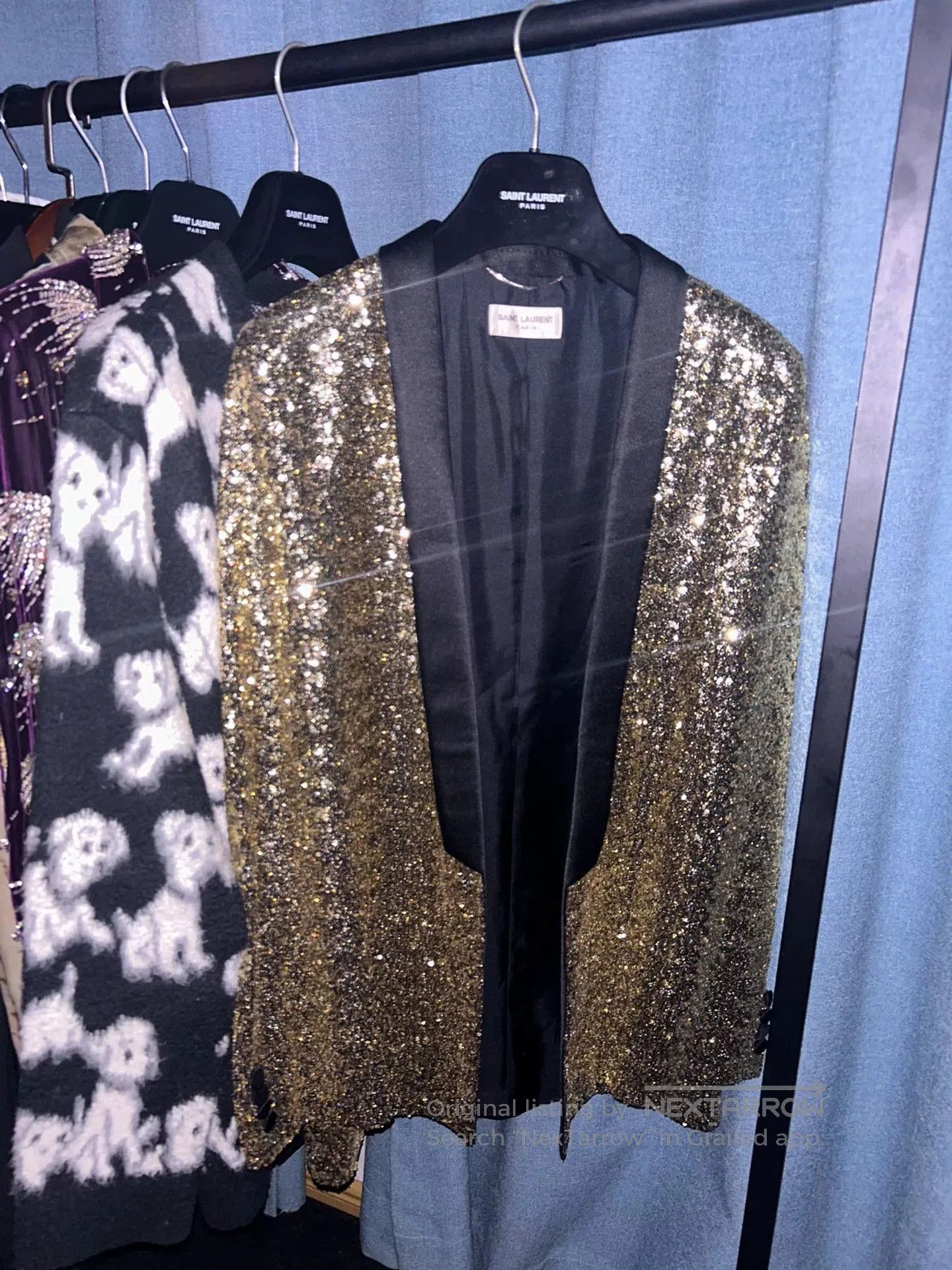 Saint Laurent Paris metallic gold sequin blazer jacket. Size US XL / EU 56 / 4 - 1 Thumbnail