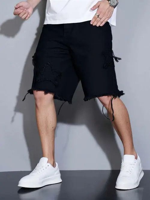 Japanese Brand Shorts Drip Washed Distressed Denim Size US 32 / EU 48 - 3 Thumbnail