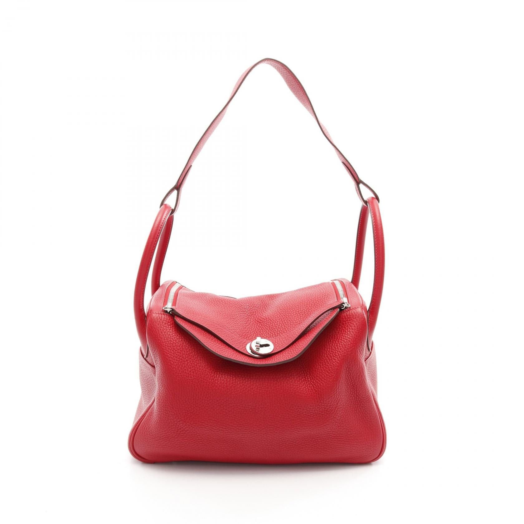 Hermes Hermes Lindy 30 Shoulder Bag Clemence Leather Red Silver Hardware A Stamp Size ONE SIZE - 1 Thumbnail