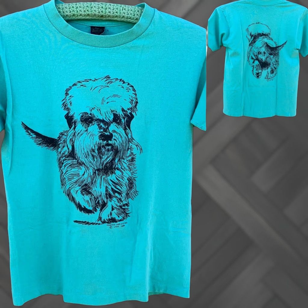 Anvil vintage Anvil shirt Mens S Green 1980s Coming and Going dog graphic tee Size US S / EU 44-46 / 1 - 1 Thumbnail