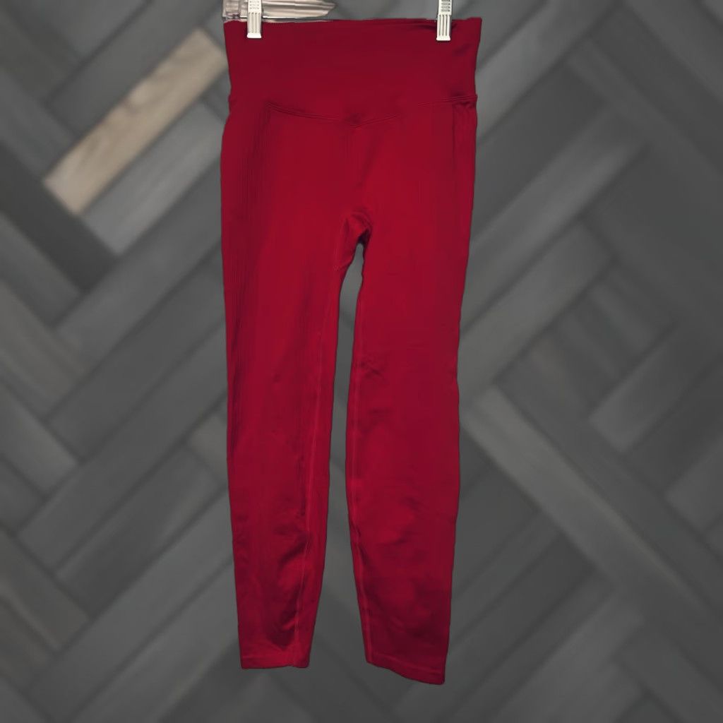 Victoria's Secret Victoria's Secret PINK Active Leggings Women Size Small Red Ribbed High Waisted Womens Size 28" / US 6 / IT 42 - 1 Thumbnail