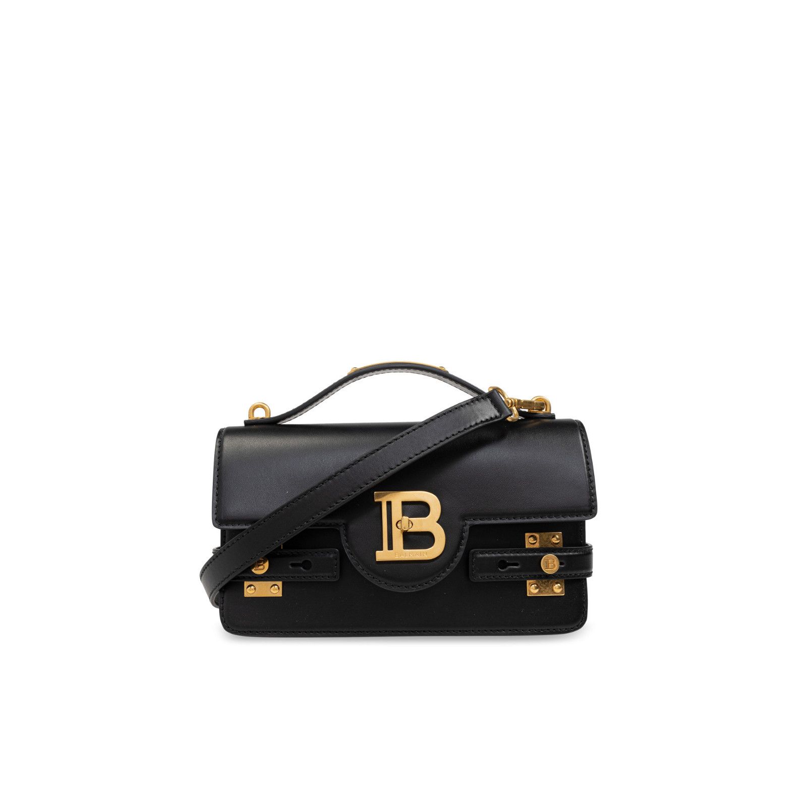 Balmain BALMAIN B-Buzz 24 $1995 Black Smooth Leather Shoulder Bag Ne Size ONE SIZE - 1 Thumbnail