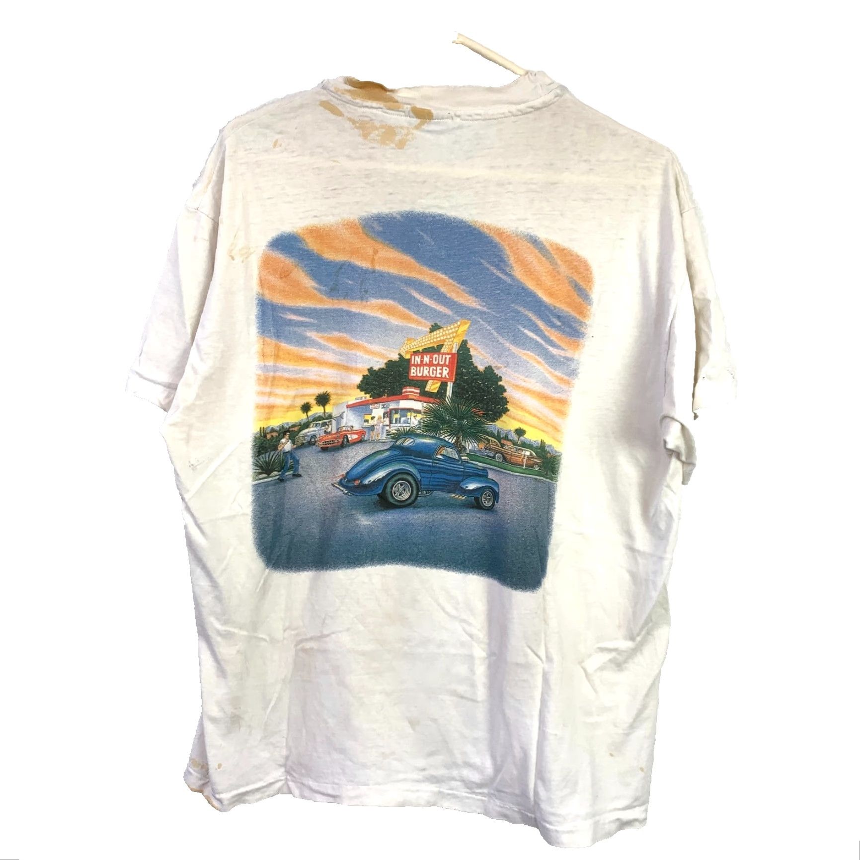 Hanes VINTAGE In N Out Burger California Tee T-Shirt L Hanes Beefy-T White 90s Graphic Print Short Sleeve Crew Neck Unisex Adults Large Size US L / EU 52-54 / 3 - 2 Thumbnail
