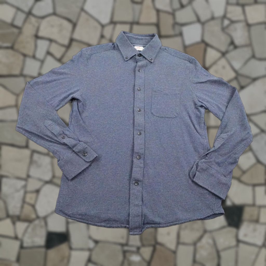 Faherty VINTAGE Faherty Shirt Mens Medium Blue Check Houndstooth Knit Flannel Button-Up Comfort Shirt Mens Size US M / EU 48-50 / 2 - 1 Thumbnail