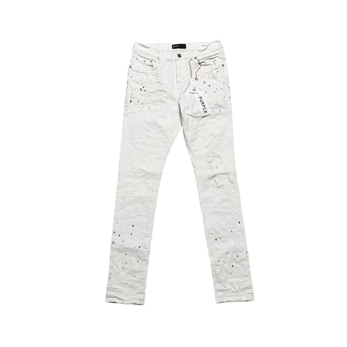 Purple Brand New Purple Paint Splatter Distressed White Denim Size 30 Size US 30 / EU 46 - 1 Thumbnail