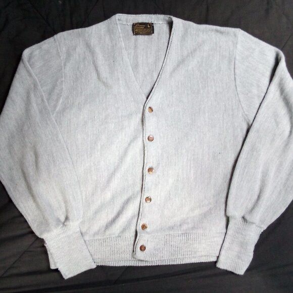 JCPenney × Vintage Vintage JC Penney Cardigan Sweater Gray Size US L / EU 52-54 / 3 - 1 Thumbnail