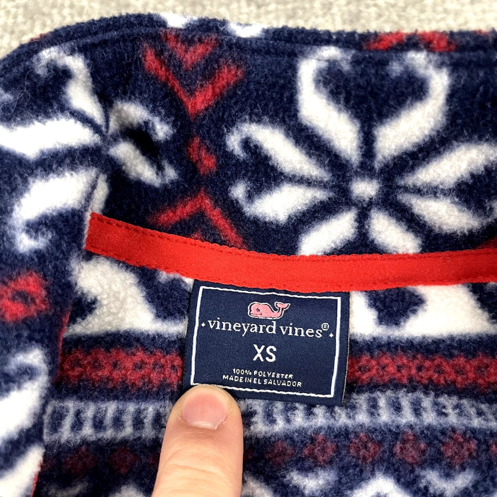 Vineyard Vines VINEYARD VINES Sweater Women XS Blue White Fleece Fair Isle Nordic Snap Pullover Size XS / US 0-2 / IT 36-38 - 4 Thumbnail