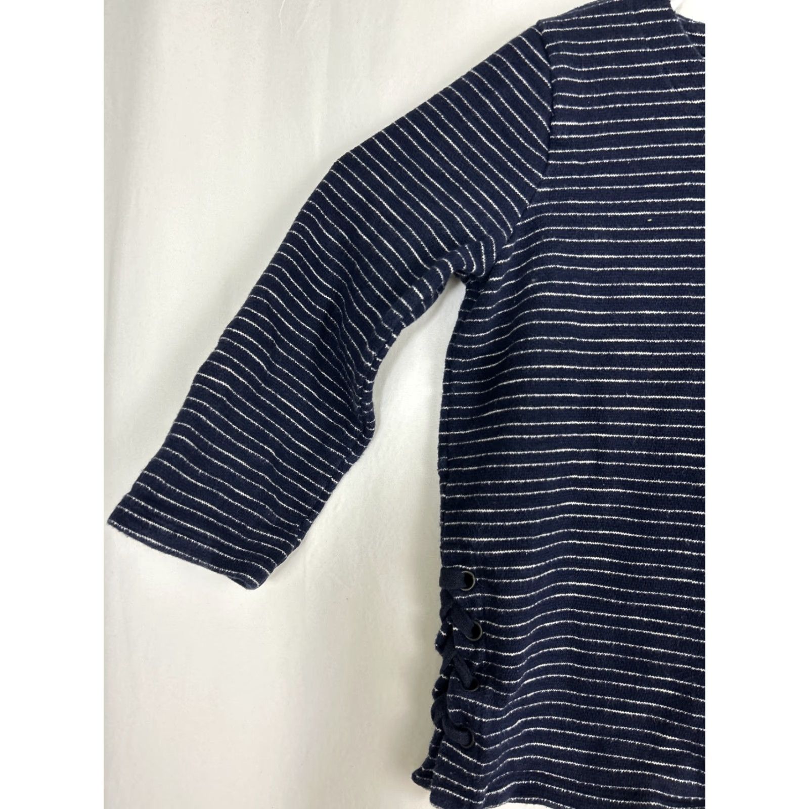 Madewell Madewell Blouse Shirt Striped Side Lace Top 3/4 Sleeve Navy Cream Size S Womens Pool Blue Nautical Cotton Size S / US 4 / IT 40 - 2 Thumbnail