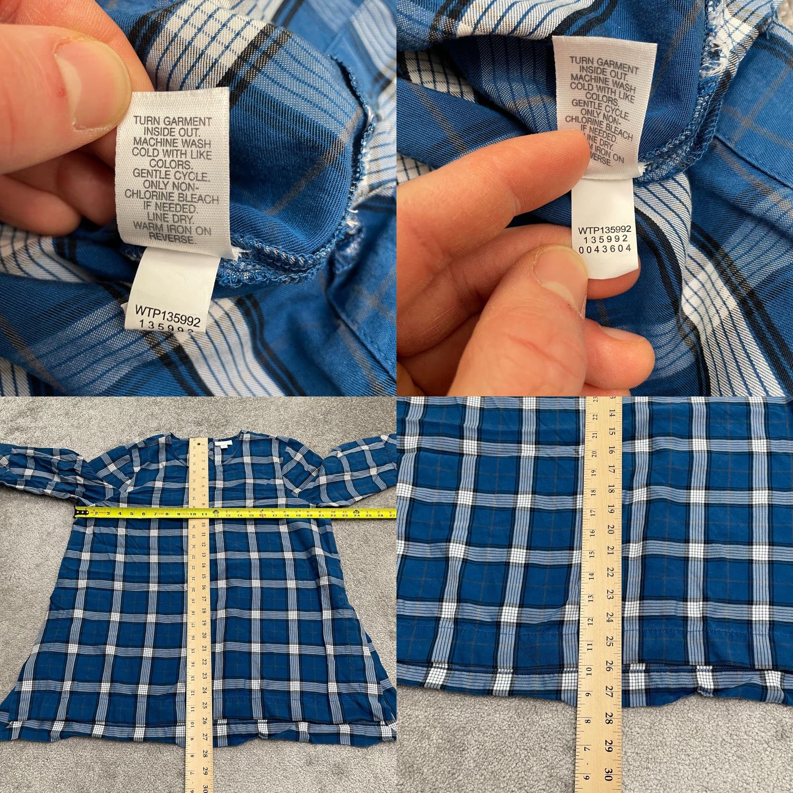 J. Jill J.Jill Blouse Shirt Womens Large Petite Plaid Tencel Long Sleeve Crew Neck Button Casual Fall Spring Summer Blue White Pattern Li ne-Up Size L / US 10 / IT 46 - 8 Thumbnail