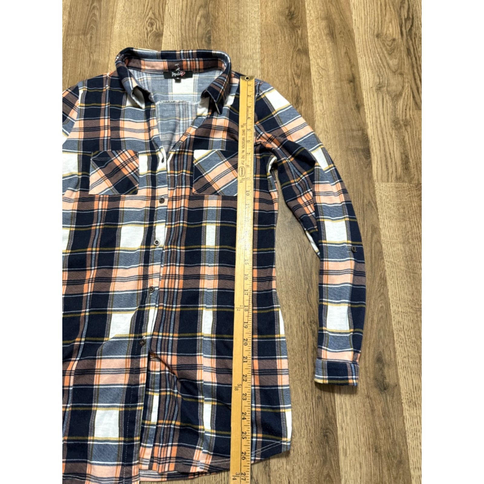 Vintage Impulsive Dress Shirt Women's Medium Blue Pink Plaid Long Sleeve Button Up Size M / US 6-8 / IT 42-44 - 7 Thumbnail