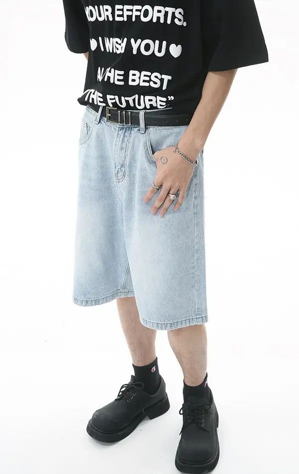 Japanese Brand Mina Blue casual loose vintage distressed denim shorts Size US 32 / EU 48 - 7 Thumbnail