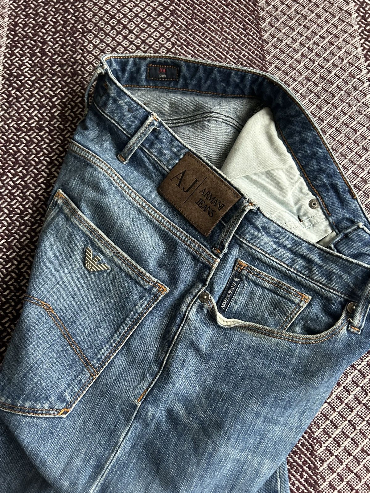 Armani Vintage Armani Jeans Denim Pants Solid Metal Logo Size 30 Size US 30 / EU 46 - 9 Thumbnail