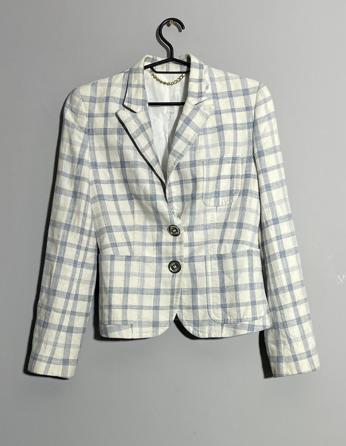 DAKS Daks London Check Pattern Cotton Blazer Size M / US 6-8 / IT 42-44 - 1 Thumbnail