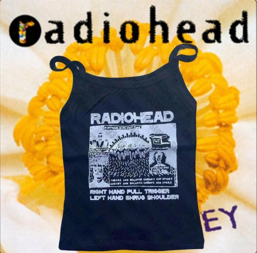 Vintage Radiohead Band Tee Shirt Aesthetic Baby Tee Crop Top Tank Size M / US 6-8 / IT 42-44 - 1 Thumbnail