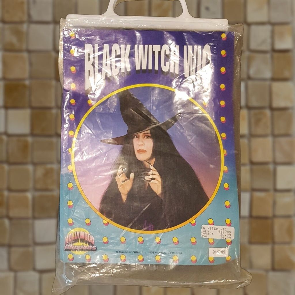 Vintage VINTAGE 90s Spencers Gifts Witch Wig Women Halloween Costume Black Straight Retro Size ONE SIZE - 1 Thumbnail