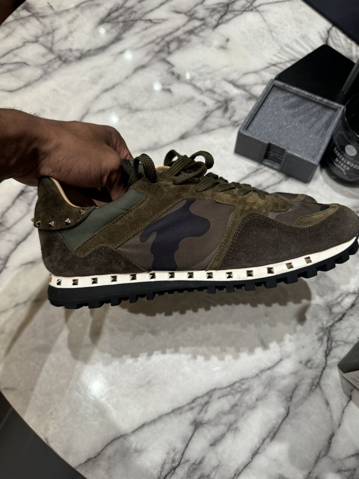 Valentino Garavani STUDDED SUEDE NYLON SNEAKERS Grailed