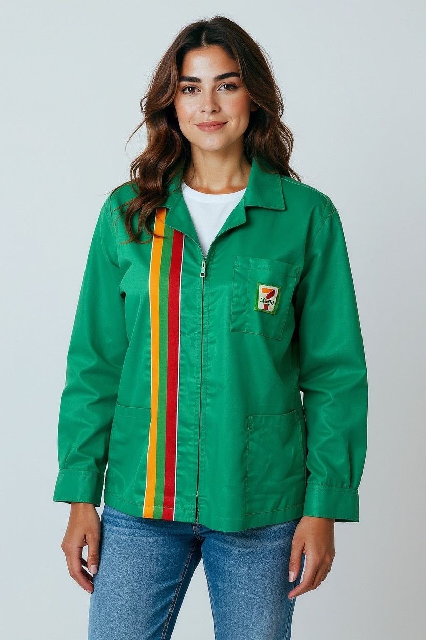 The Workers Club 🇯🇵7e🔥Vtg 7-Eleven Japan’s Worker Poly-Cotton Zipper Shirt Size US M / EU 48-50 / 2 - 1 Thumbnail