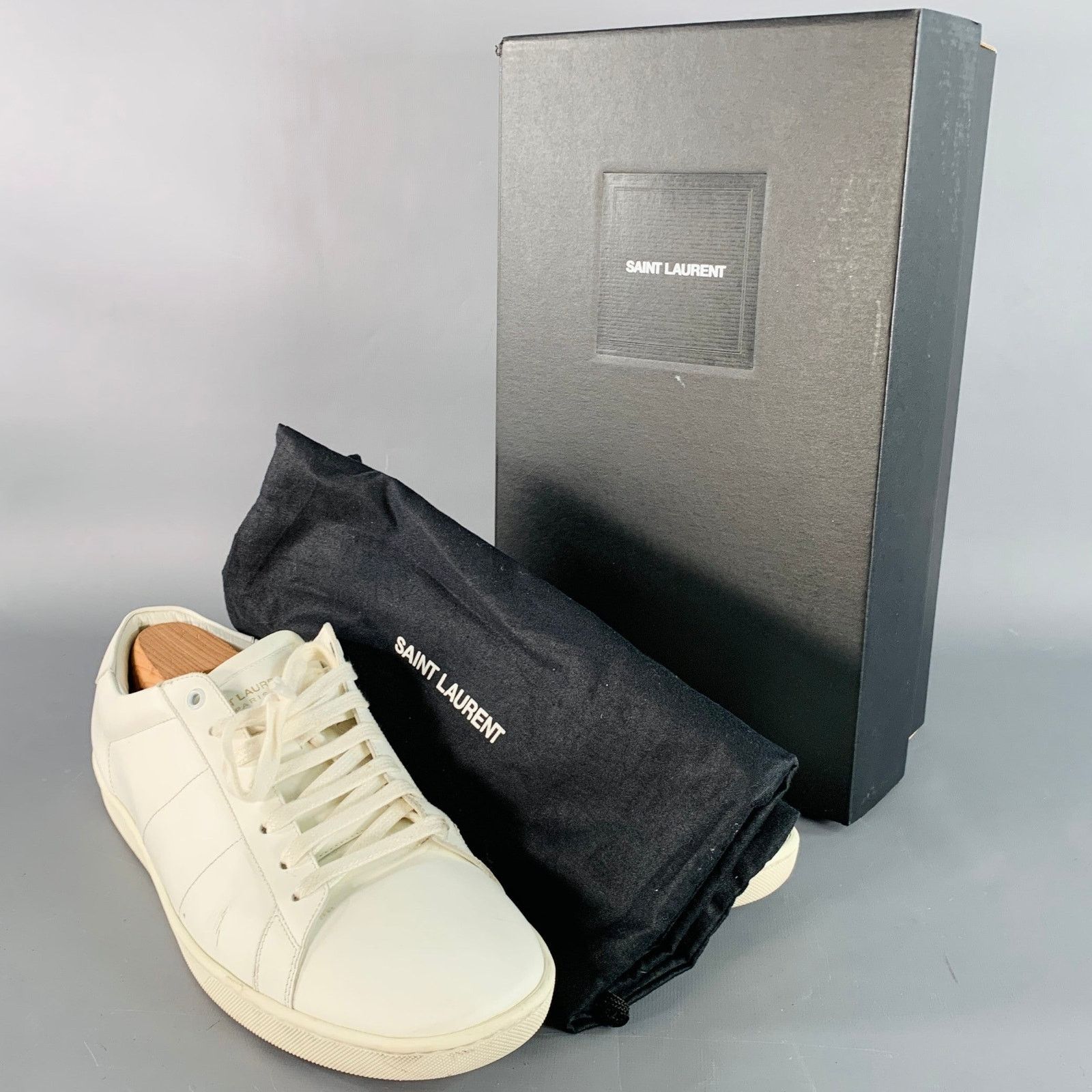 Saint Laurent Paris SAINT LAURENT Size 15 White Leather Low Top Lace-Up Sneakers Size US 15 / EU 48 - 9 Thumbnail