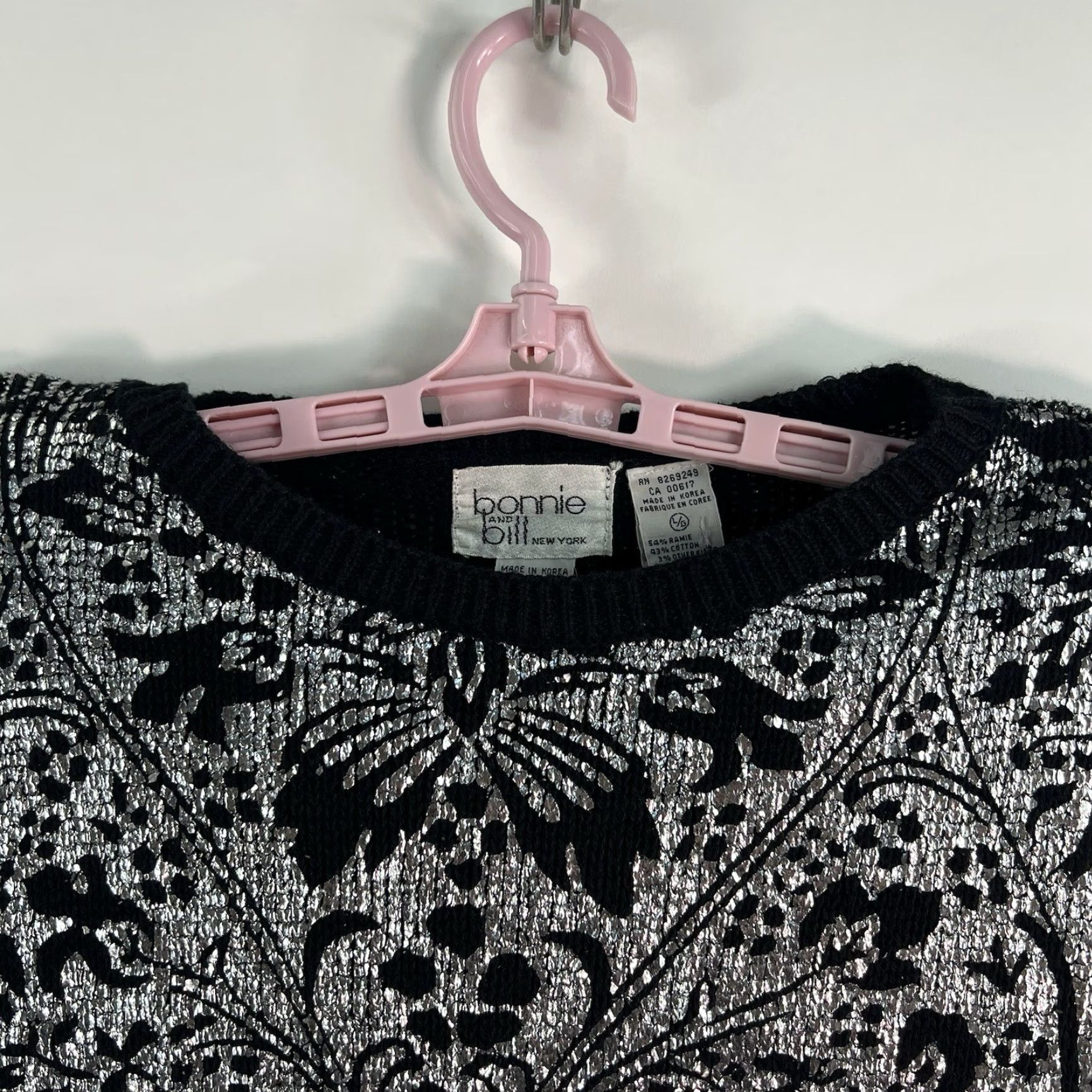 Vintage VINTAGE Bonnie And Bill NY Metallic Floral Holiday Sweater Women’s L Black Size L / US 10 / IT 46 - 3 Thumbnail