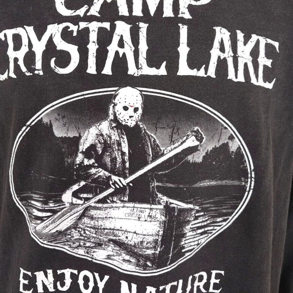 Vintage Friday The 13th T Shirt Mens Size Medium Black Camp Crystal Lake Enjoy Nature Jason Voorhees Size US M / EU 48-50 / 2 - 3 Thumbnail