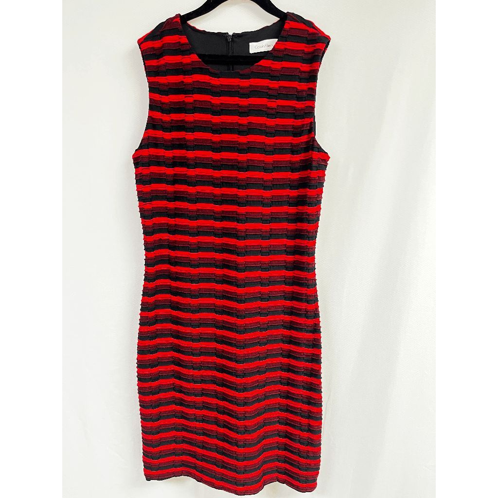 Calvin Klein Calvin Klein Womens Sleeveless Knee Length Sheath Striped Re Size S / US 4 / IT 40 - 8 Thumbnail