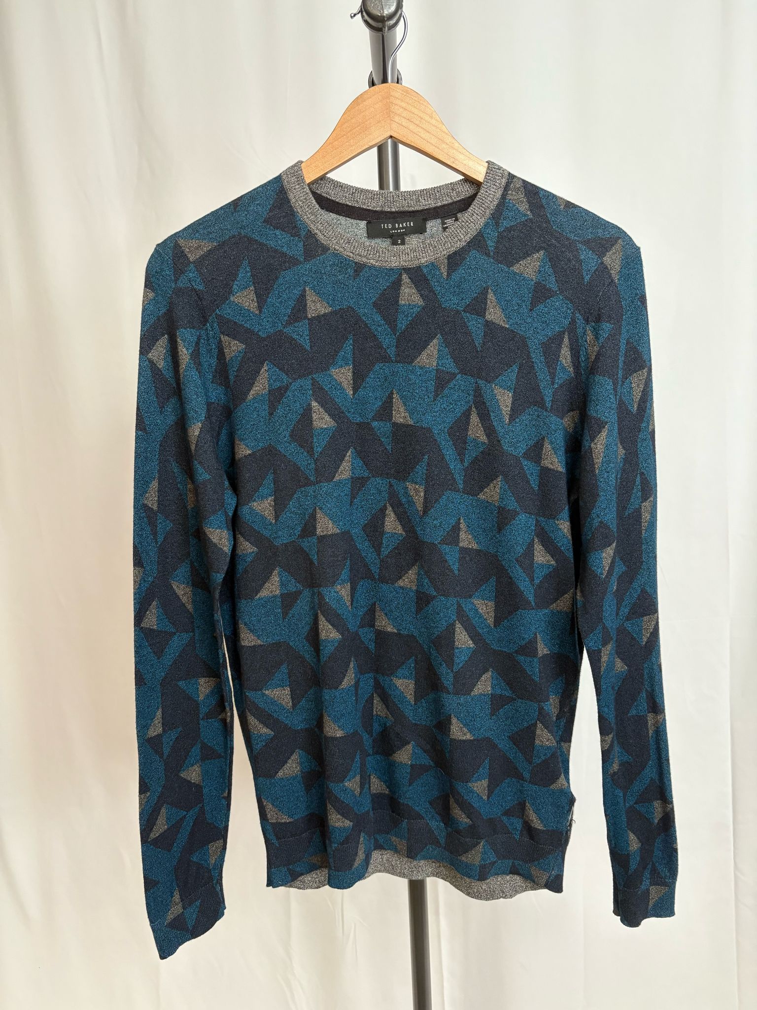Ted Baker Geometric Patterned Crewneck Sweater Size US M / EU 48-50 / 2 - 1 Thumbnail