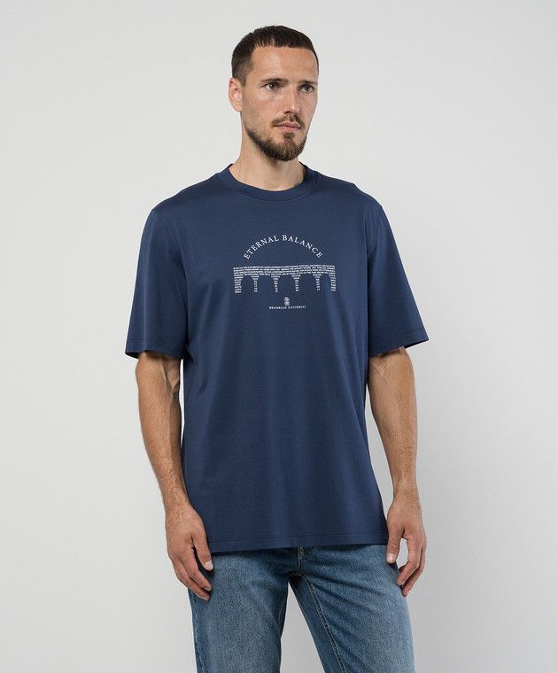 Brunello Cucinelli o1y0526 Crewneck T-Shirt in Midnight Blue Size US XS / EU 42 / 0 - 3 Thumbnail