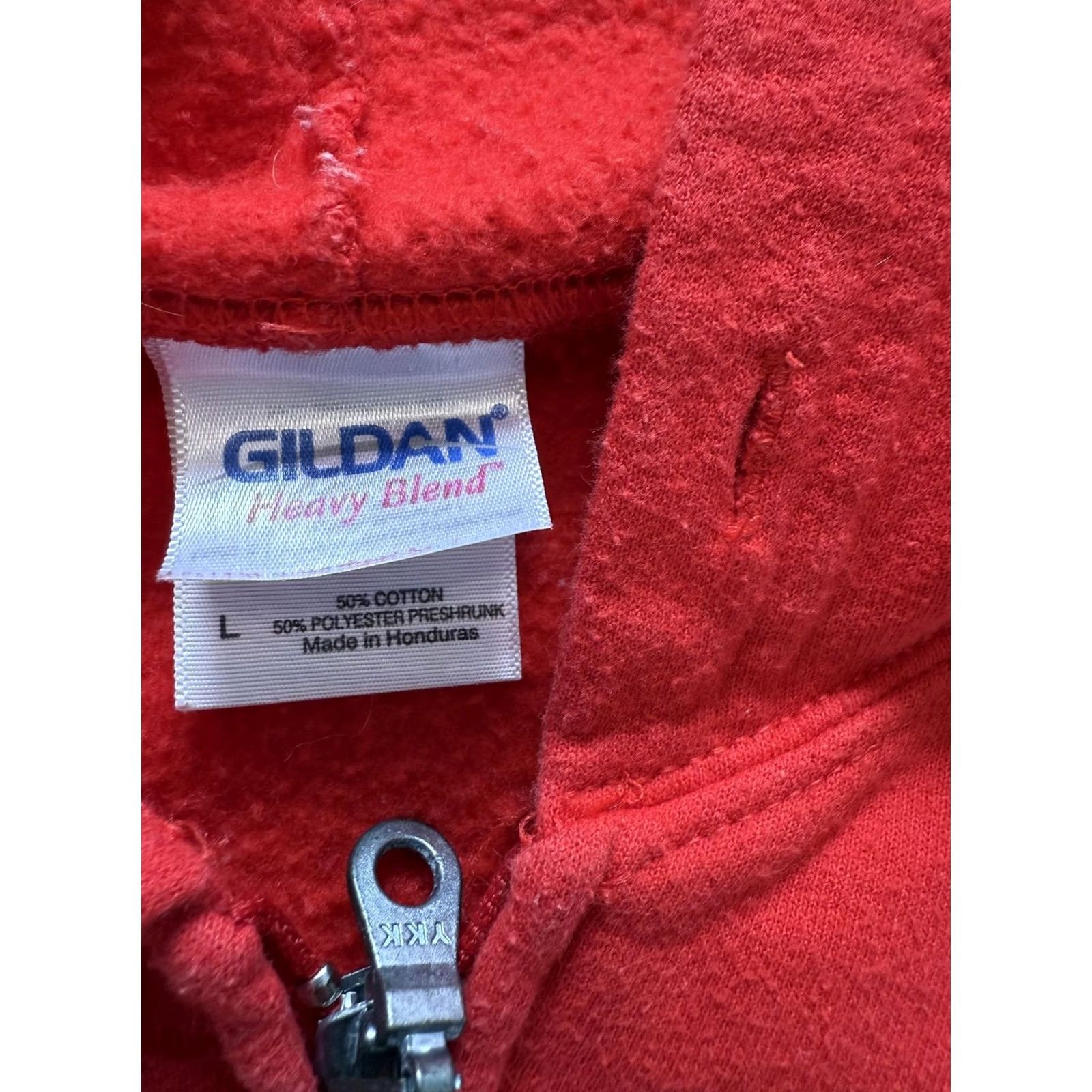 Gildan Hoodie Mens Large Red Full Zip Graphic Port Orange FL Fishing Our Deck Down Under Size US L / EU 52-54 / 3 - 3 Thumbnail