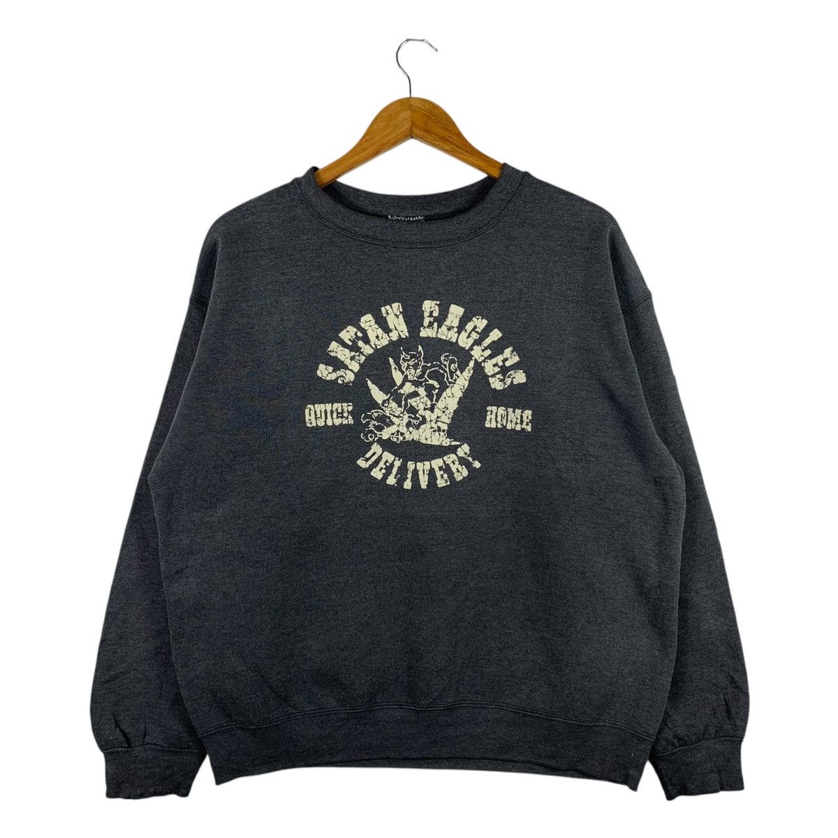 Edwin Vintage 90s EDWIN SPORTS Satan Eagles Delivery Sweatshirt Size US L / EU 52-54 / 3 - 1 Thumbnail