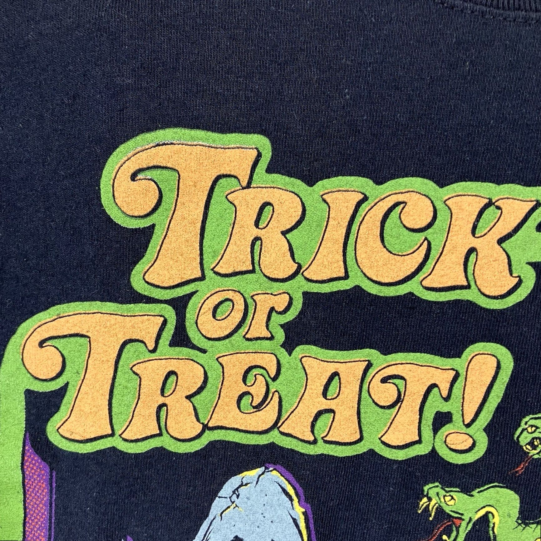Vintage VINTAGE Steven Rhodes Trick Or Treat T-Medusa Design T Shirt Black Small Women 80s Halloween Horror Retro Cotton Knit Crew Neck Short Sleeve Mens? Size S / US 4 / IT 40 - 6 Thumbnail