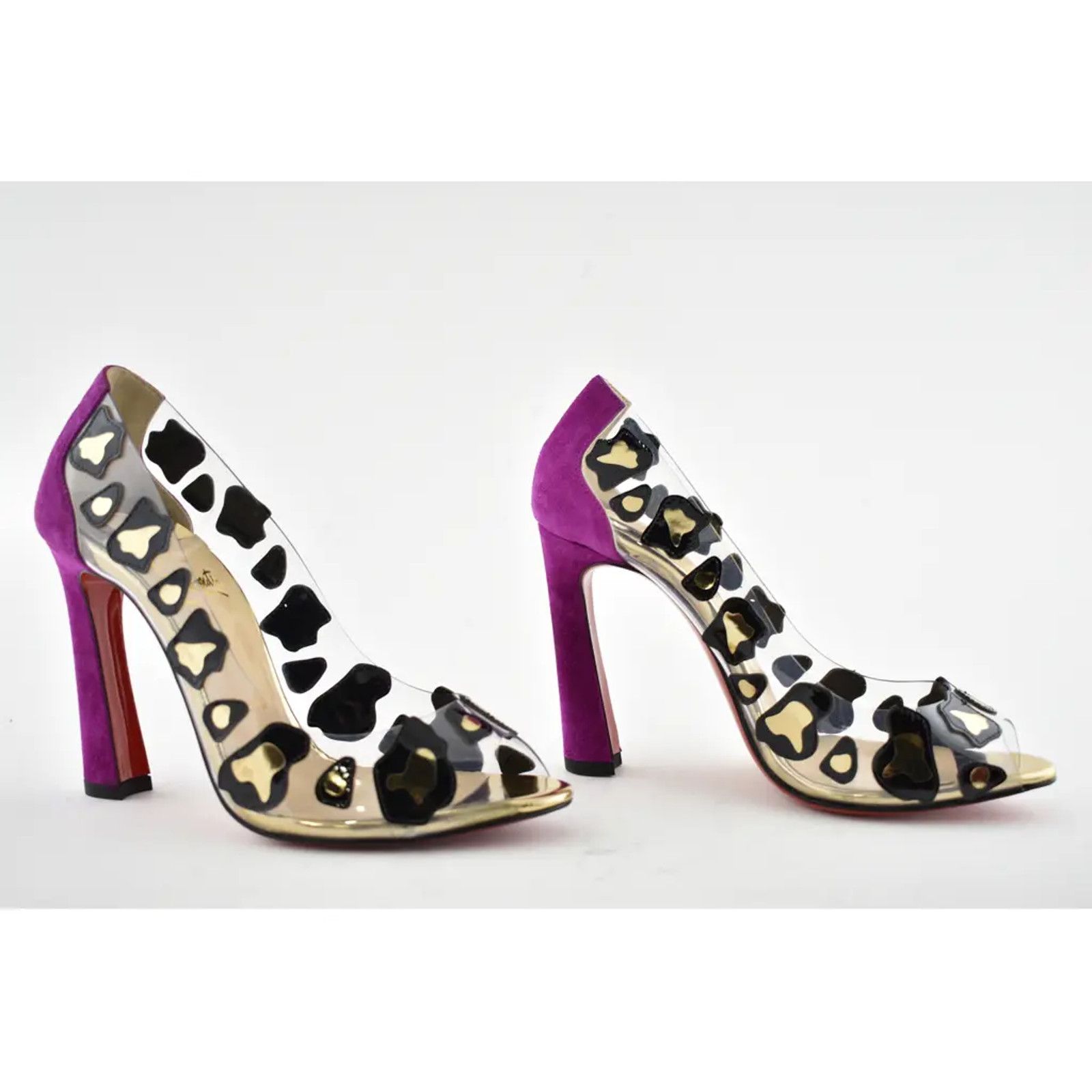 Christian Louboutin Christian Louboutin Parsefal 100 Black Gold PVC Patent Size US 7.5 / IT 37.5 - 4 Thumbnail