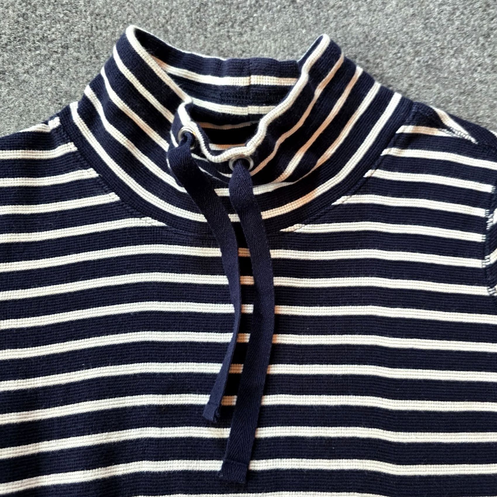 J.Crew J.CREW Sweater Womens Small Blue White Striped Cowl Neck Thermal Casual Pullover Size S / US 4 / IT 40 - 2 Thumbnail