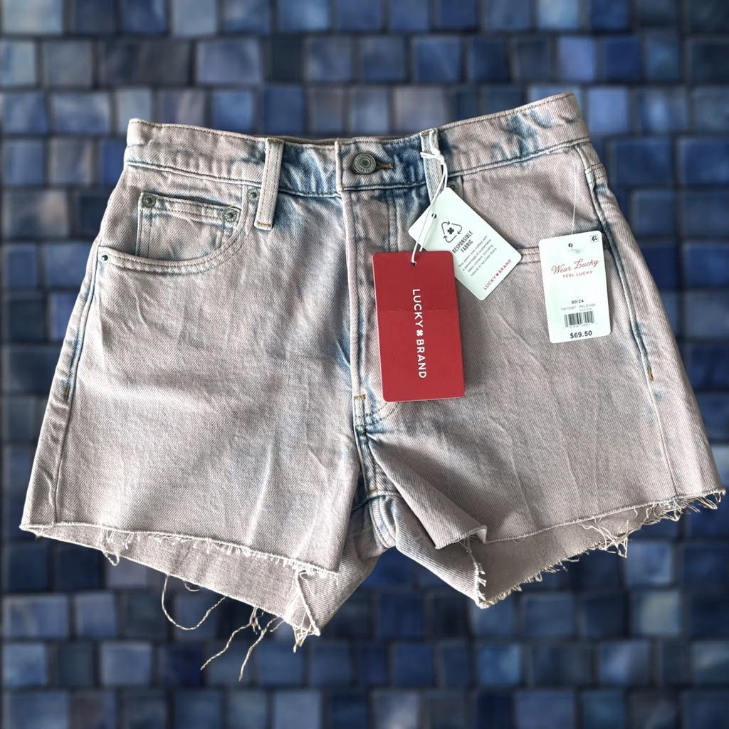 Lucky Brand Lucky Brand Pink Womens Mom Shorts 00 High Rise Cut Off Raw Hem Stretch Size 24" / US 00 / IT 34 - 1 Thumbnail