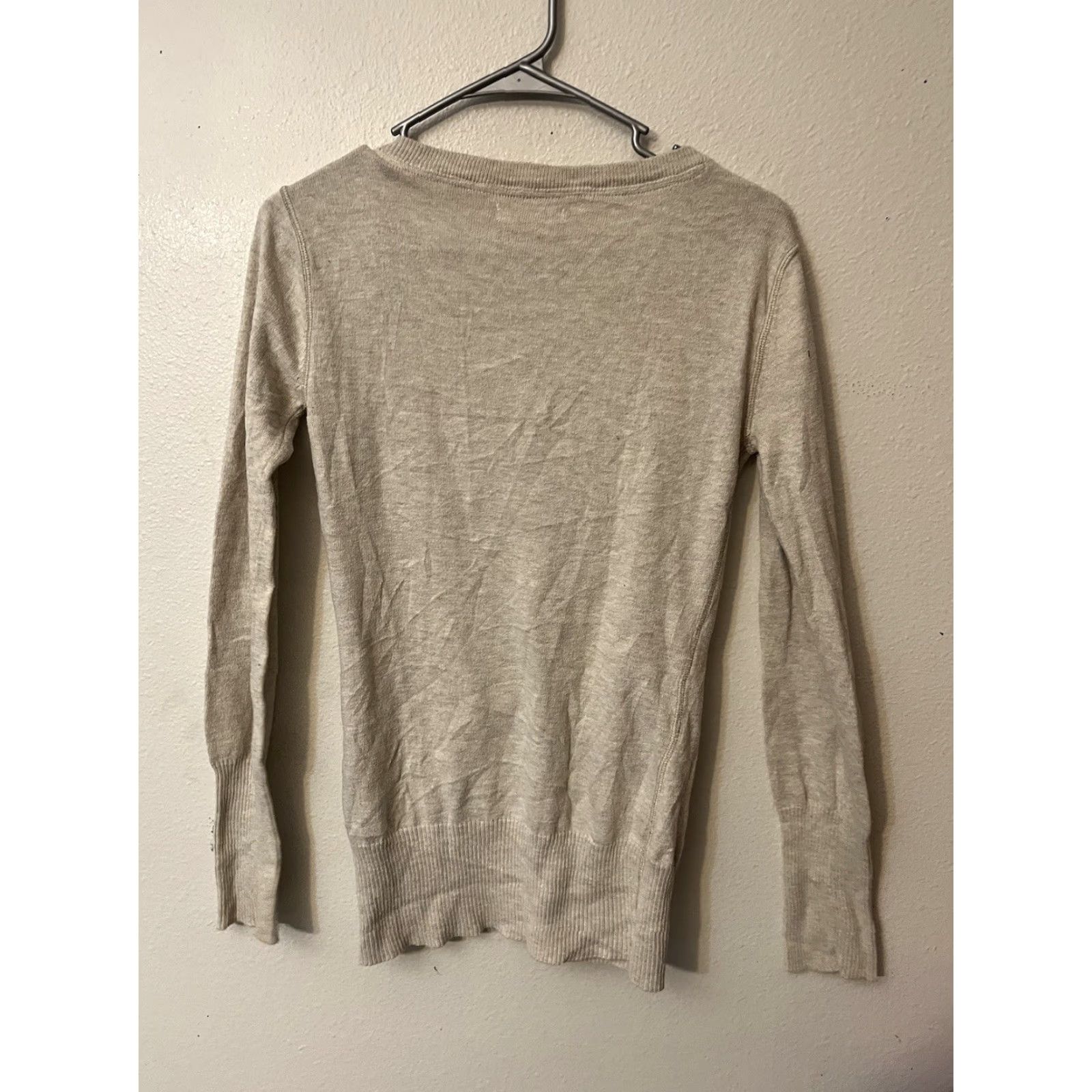 Vintage AEROPOSTALE Cardigan Sweater Medium Womens Beige Hooded Button Heavyweight Waffle-Knit Ramie Knit Long Sleeve Juniors Size M / US 6-8 / IT 42-44 - 3 Thumbnail