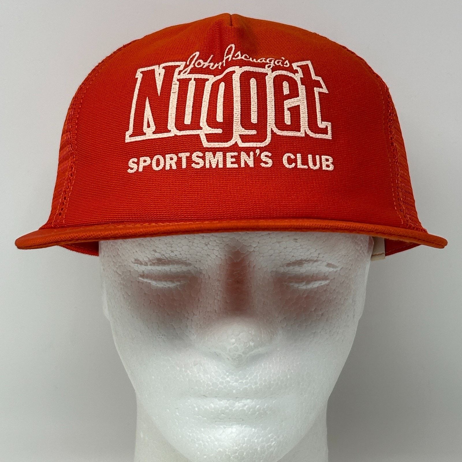 Vintage Vintage 80s Nugget Sportsmens Club Trucker Hat Cap Orange Size ONE SIZE - 2 Thumbnail