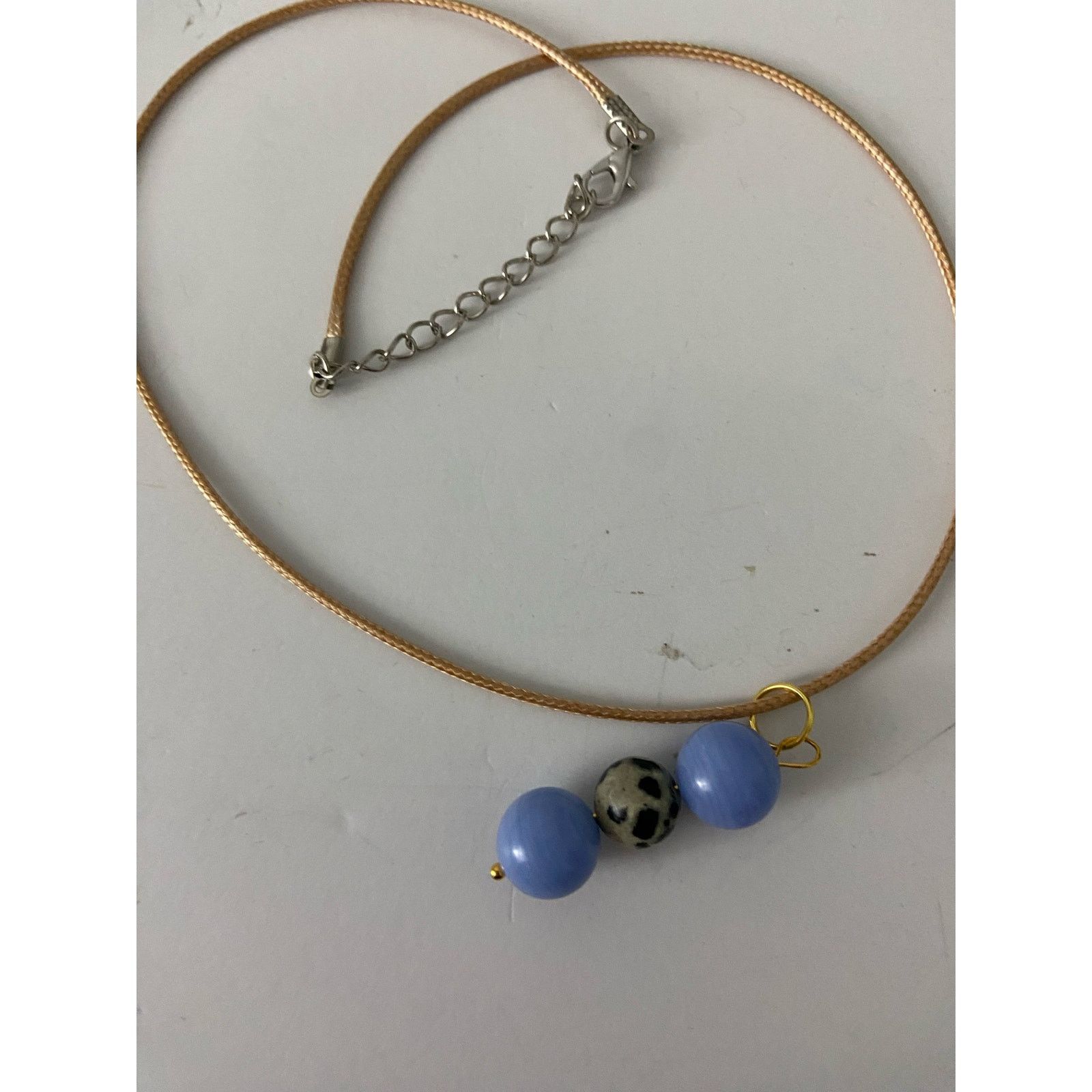 Handmade Spotted jasper and blue lace agate pendant necklace Size ONE SIZE - 4 Thumbnail