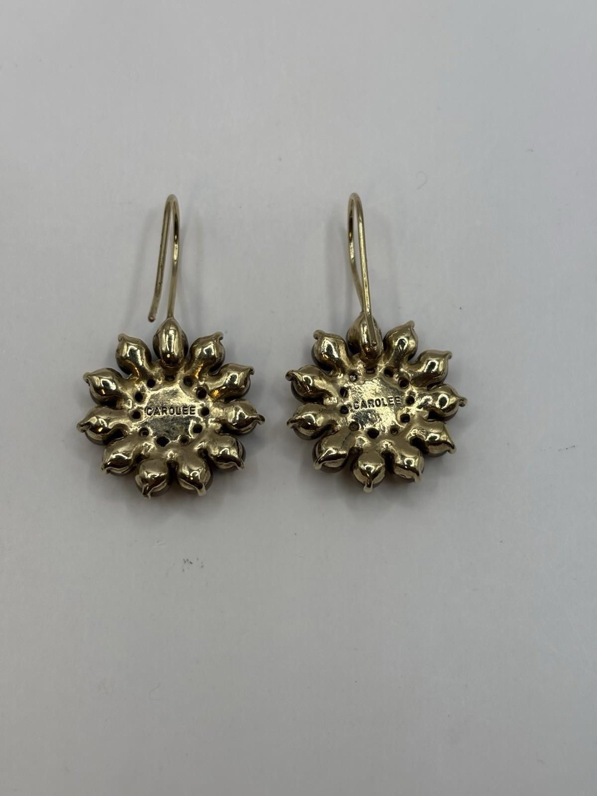 Other Carolee Drop Brushed Goldtone Earrings Floral Pattern Marked Size ONE SIZE - 2 Thumbnail