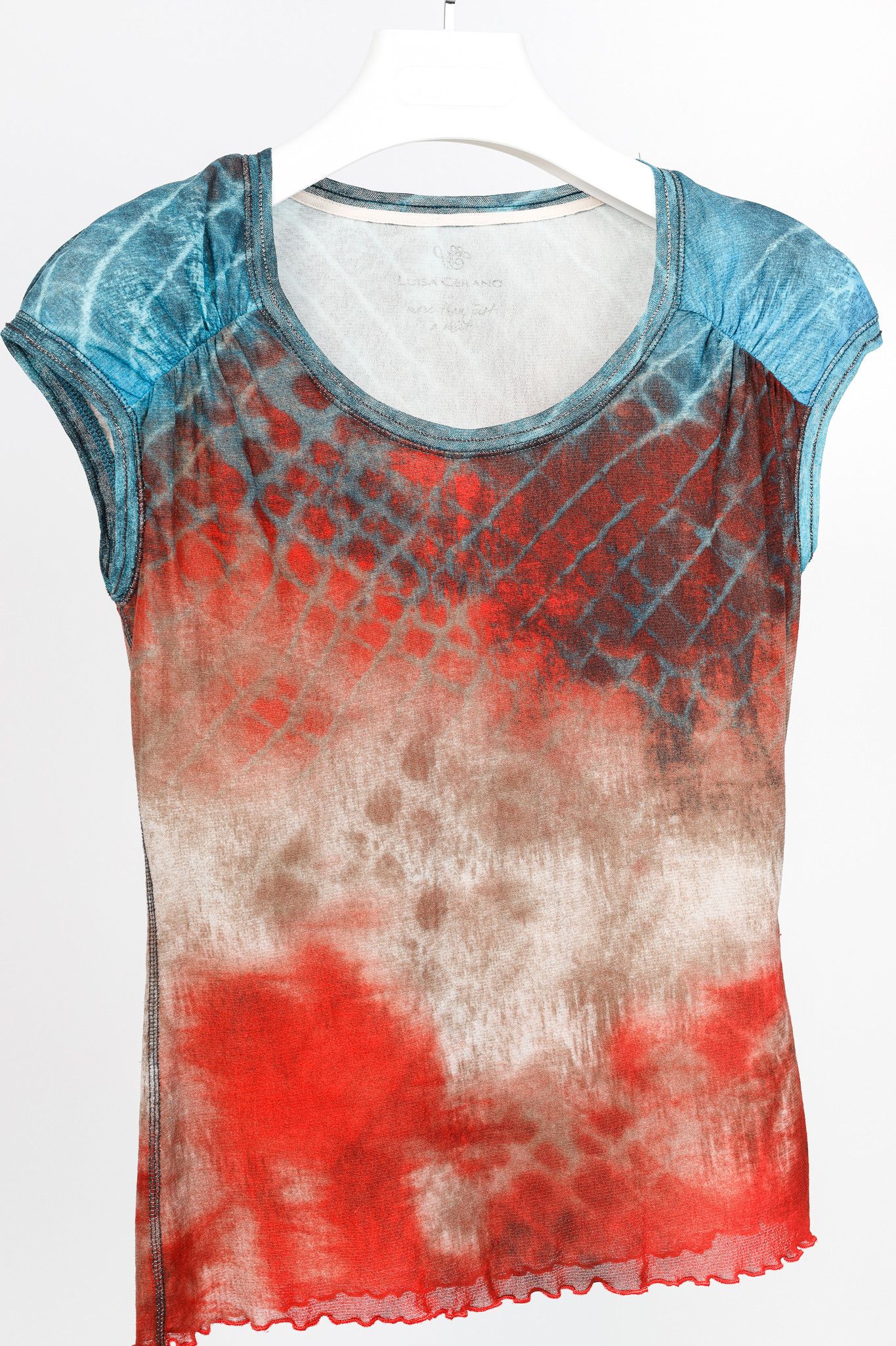 Other Luisa Cerano Red & Brown Mesh Abstract-Print Top Size M / US 6-8 / IT 42-44 - 3 Thumbnail
